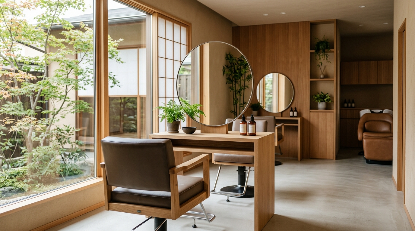 自然光の差し込む ban's beauty dream のセット面